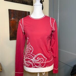 Athleta Pink Long Sleeve Top with White Accents